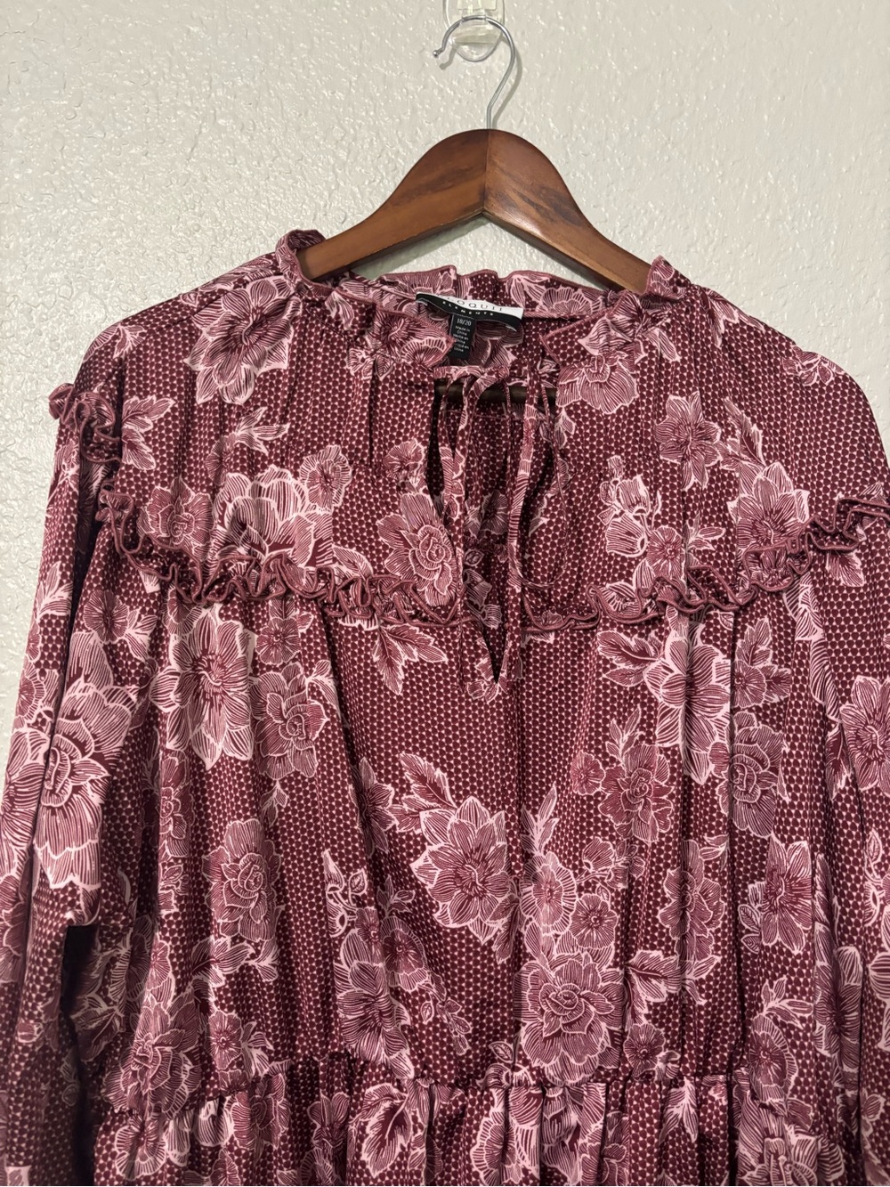 ELOQUII Elements Womens Plus Size Satin Dress with Ruffle Yoke - Picture 3 of 7